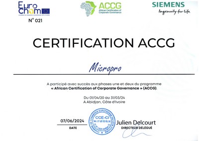 Certificat ACCG Micropro